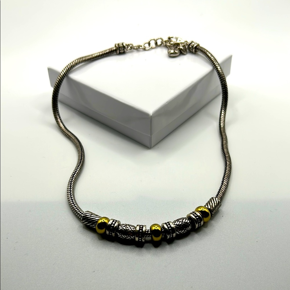 Brighton rope necklace gold tone silver tone beads casual boho minimalist
